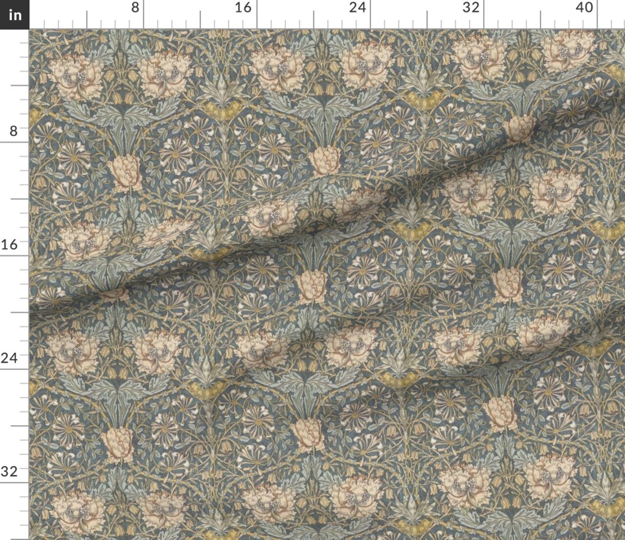 Various Fabrics by the Yard or Fat Quarter Arts And Crafts English Garden Honeysuckle Floral Damask William Morris Custom Printed Fabric by Spoonflower